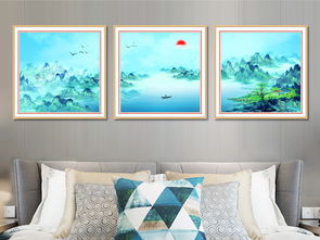 现代简约小清新中式水墨山水北欧风景装饰画设计素材与高清PSD模板下载指南